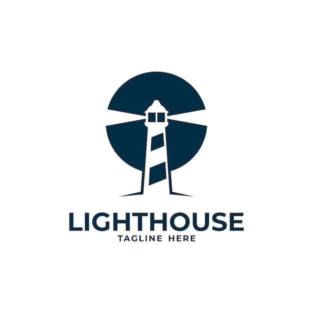 Ilustración del diseño de la plantilla del logotipo vectorial de la torre de faro