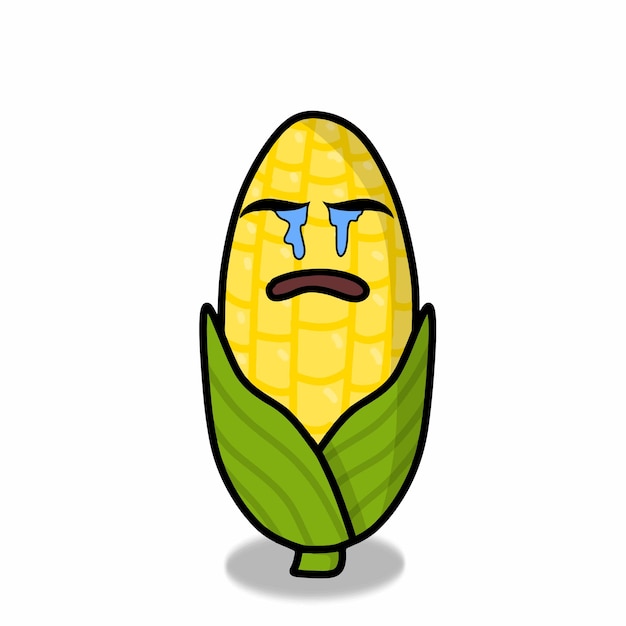 Ilustración de diseño de plantilla de vector de carácter de maíz lindo