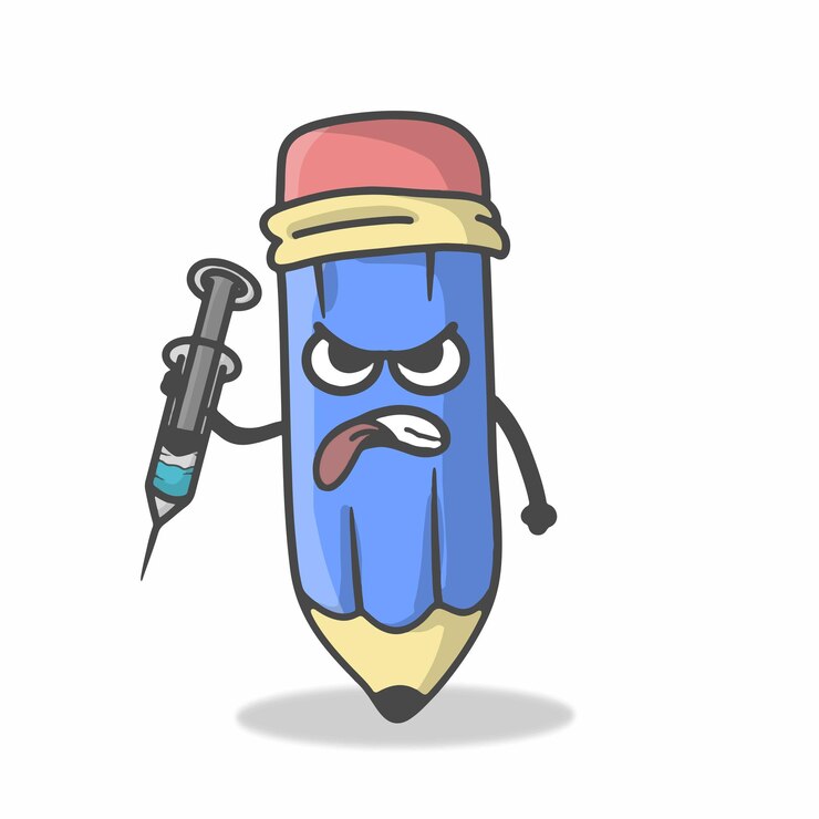 Vector ilustración de diseño de plantilla de vector de dibujos animados plano de personaje de lápiz lindo