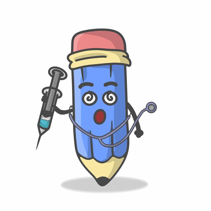 Vector ilustración de diseño de plantilla de vector de dibujos animados plano de personaje de lápiz lindo
