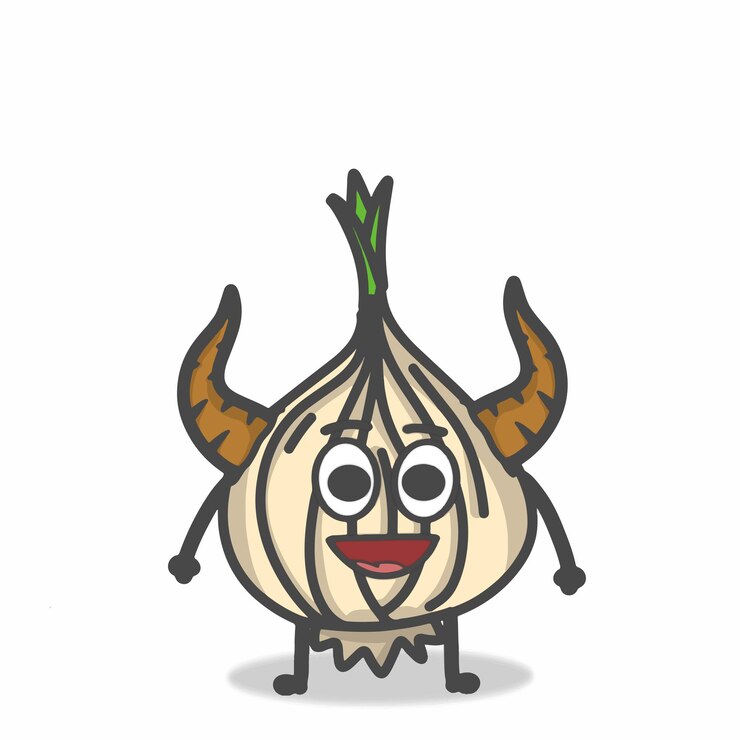 Vector ilustración de diseño de plantilla de vector de emoticono de dibujos animados plano de personaje de cebolla lindo