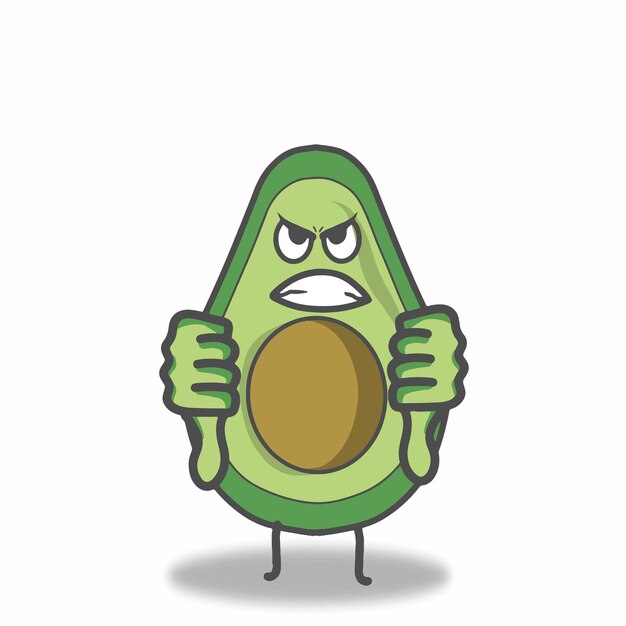 Ilustración de diseño de plantilla de vector de personaje de aguacate enojado