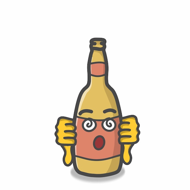 Ilustración de diseño de plantilla de vector de personaje de botella linda