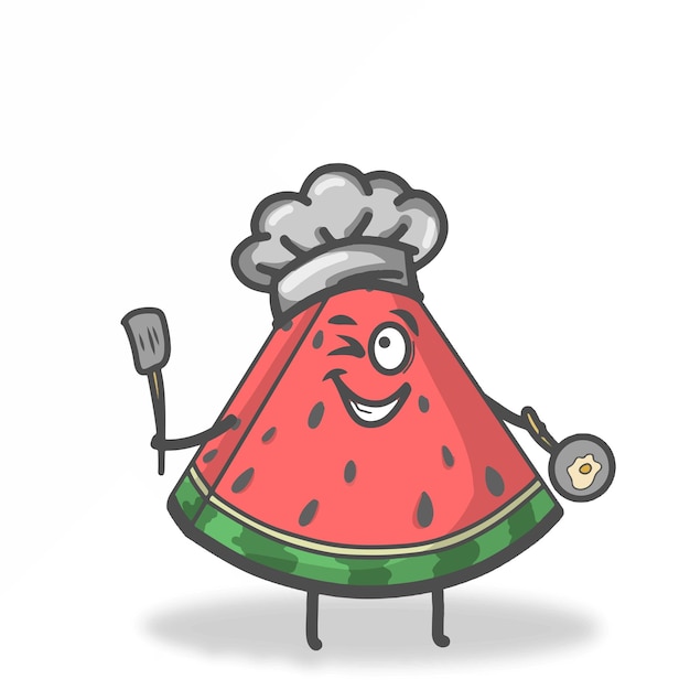 Ilustración de diseño de plantilla de vector de personaje de sandía de cocina