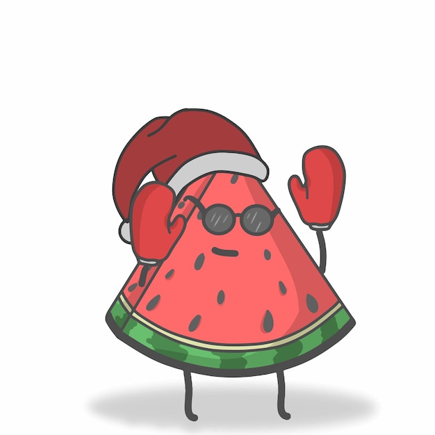 Ilustración de diseño de plantilla de vector de personaje de sandía de Santa