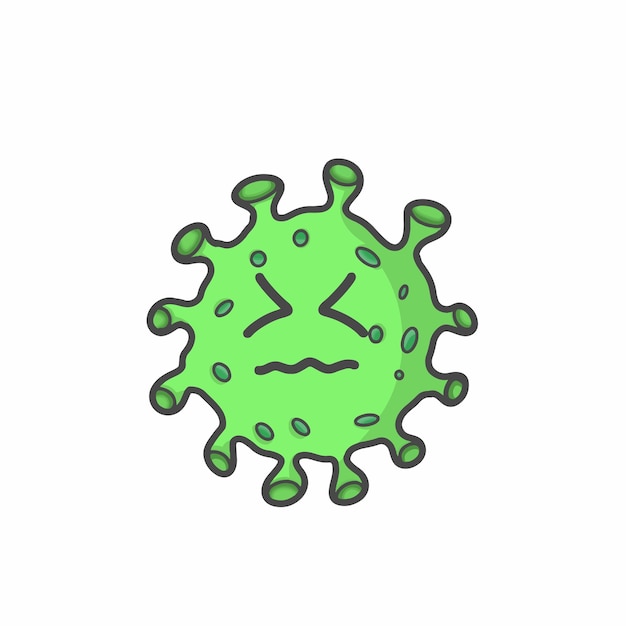 Ilustración de diseño de plantilla vectorial de dibujos animados planos de personaje de Corona Virus lindo