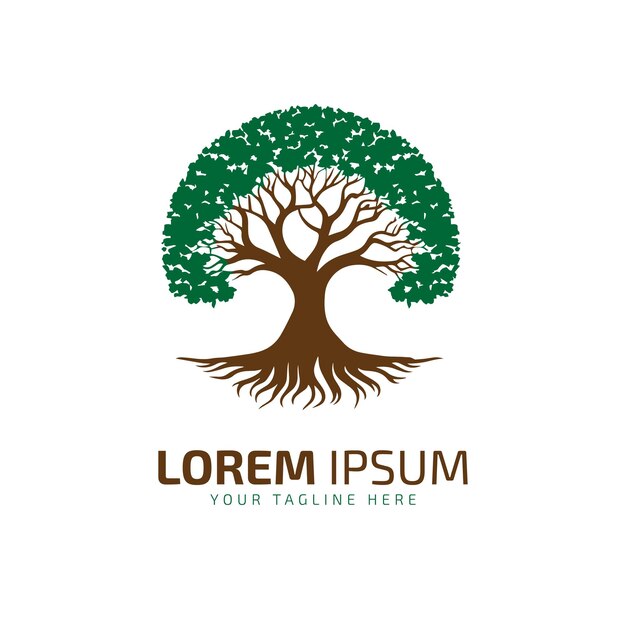 Ilustración de diseño de plantilla vectorial de icona de árbol aislada en fondo blanco