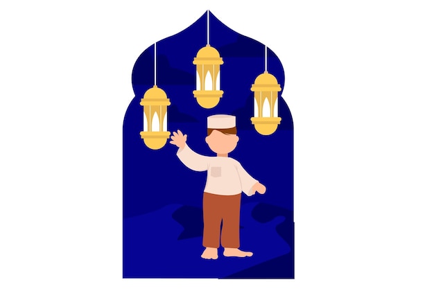 Vector ilustración del diseño de ramadan kareem flat