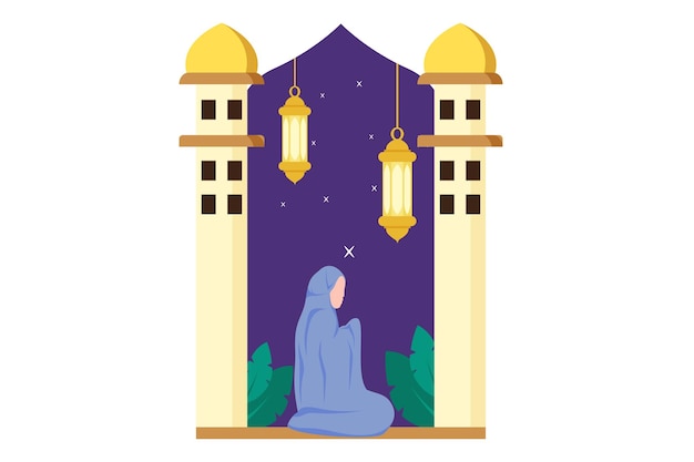 Ilustración del diseño de Ramadan Kareem Flat