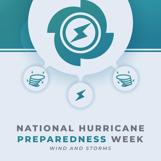 Ilustración de diseño de semana de preparación para huracanes feliz para publicidad de cartel de fondo