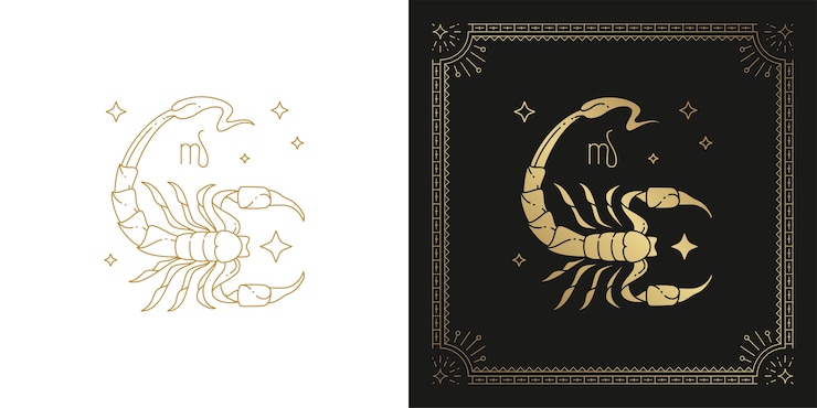Vector ilustración de diseño de silueta de arte de línea de signo de horóscopo escorpio del zodiaco