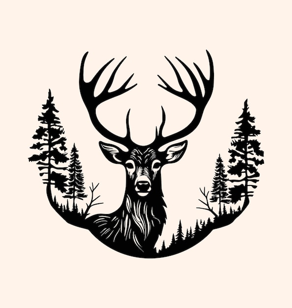 Ilustración de diseño de silueta de ciervo de vector libre