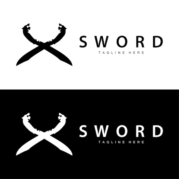 Ilustración de diseño de silueta inspirada en el arma de la espada plantilla de logotipo de la espada minimalista simple