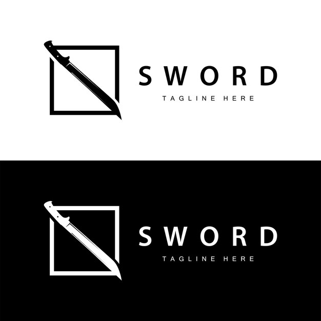 Ilustración de diseño de silueta inspirada en el arma de la espada plantilla de logotipo de la espada minimalista simple