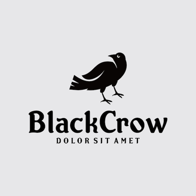 ilustración de diseño de silueta de logotipo de cuervo negro