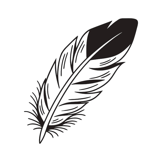 Ilustración del diseño de la silueta de la pluma negra