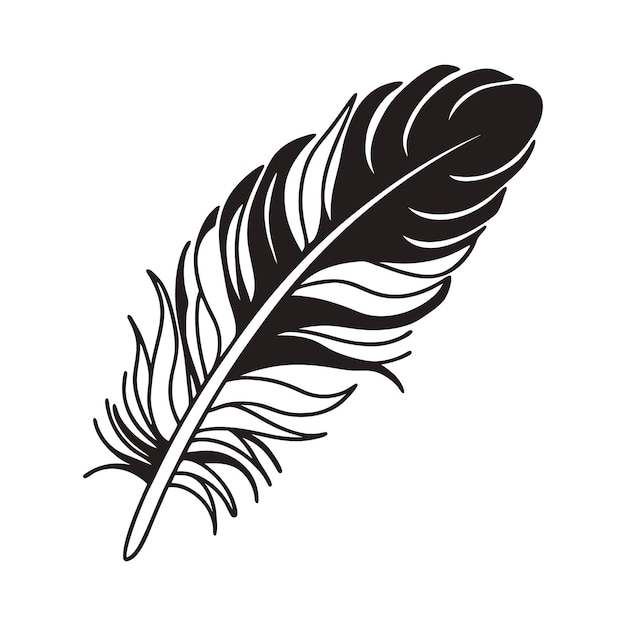 Ilustración del diseño de la silueta de la pluma negra