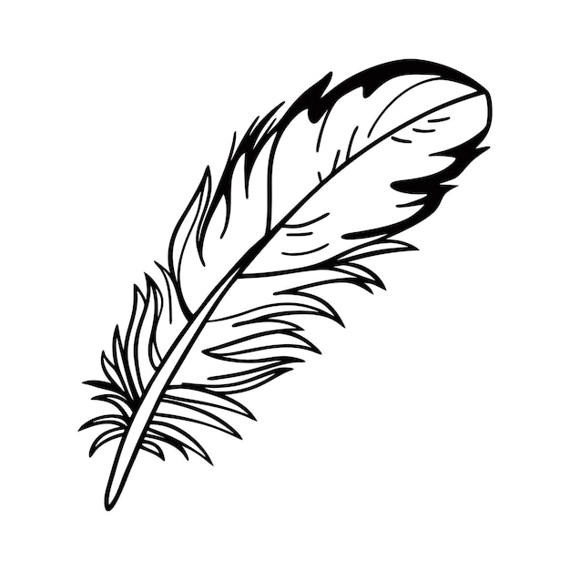 Ilustración del diseño de la silueta de la pluma negra