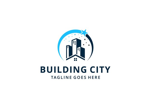 Ilustración de diseño de símbolos vectoriales para una empresa inmobiliaria. Plantilla de diseño de logotipo de edificio abstracto