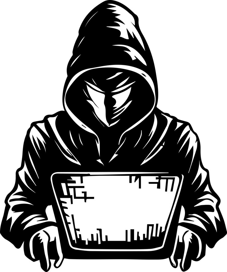 Vector ilustración de diseño de tatuaje de hacker negro