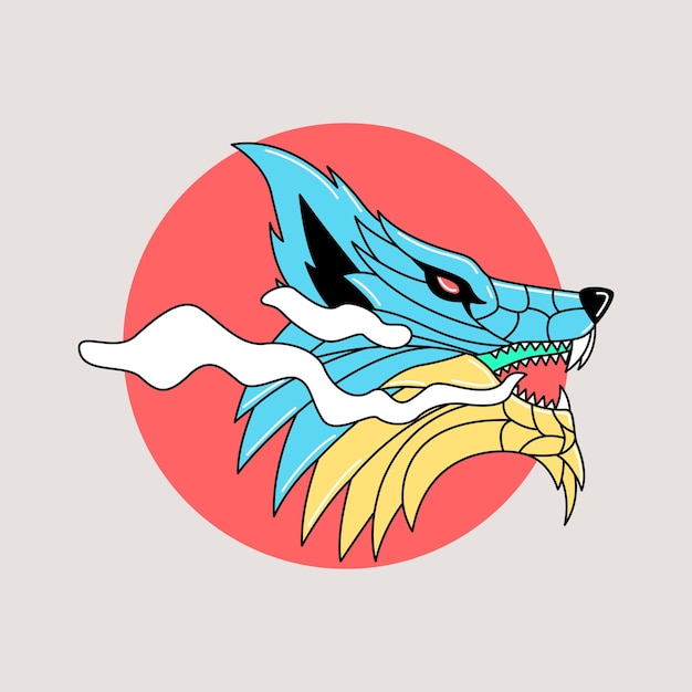 Ilustración de diseño de tatuaje de lobo