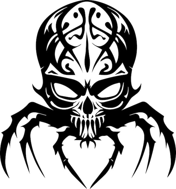 ilustración de diseño de tatuaje de vector de cráneo de araña