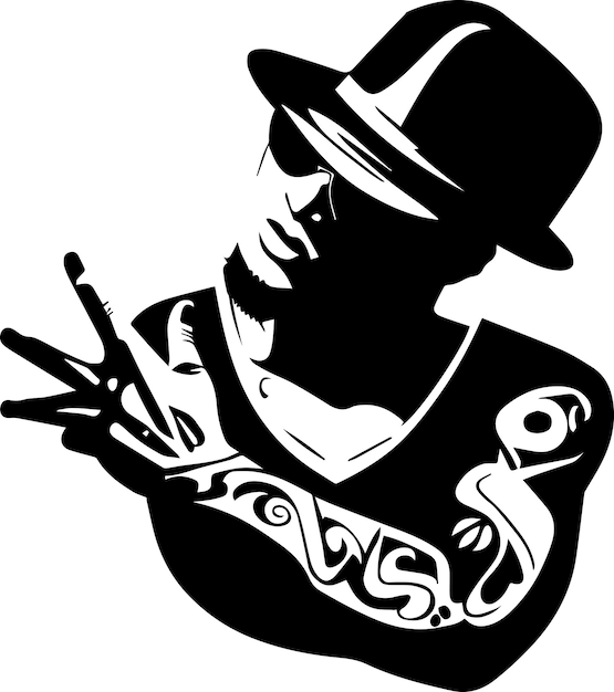 ilustración de diseño de tatuaje de vector de gángster