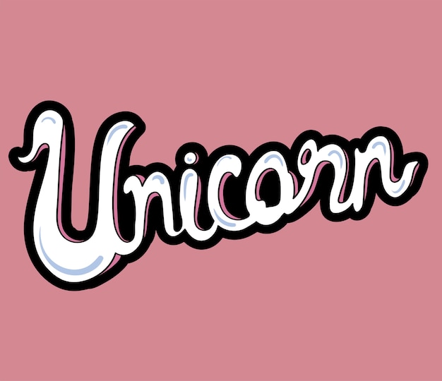 Ilustración de diseño de tipografía de palabra unicornio