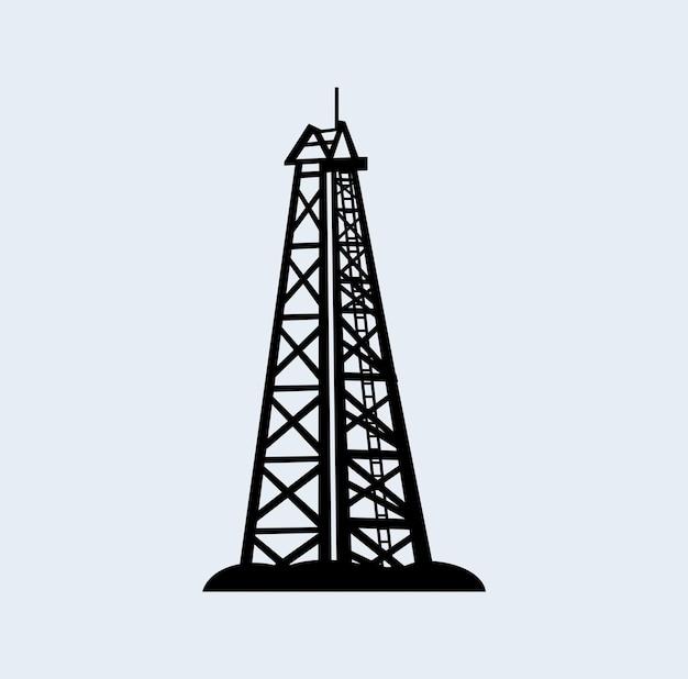 Vector ilustración del diseño de la torre de la plataforma de perforación petrolera
