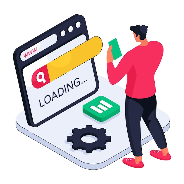 Una ilustración de diseño única de la carga de la página web