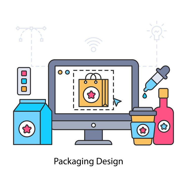 Vector una ilustración de diseño única del diseño de envases.
