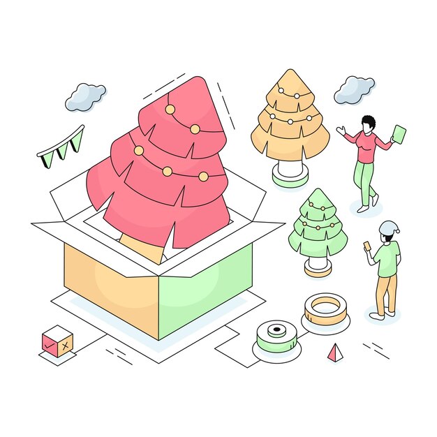Ilustración de diseño único de la carta de Navidad