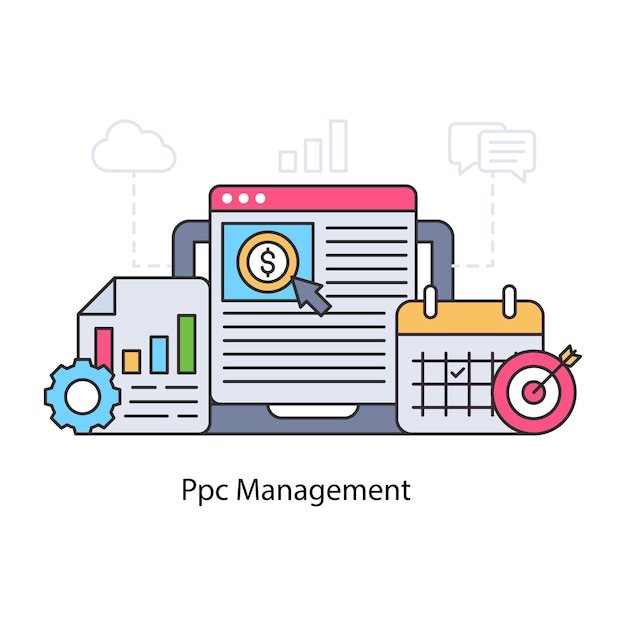Una ilustración de diseño único de la gestión de PPC