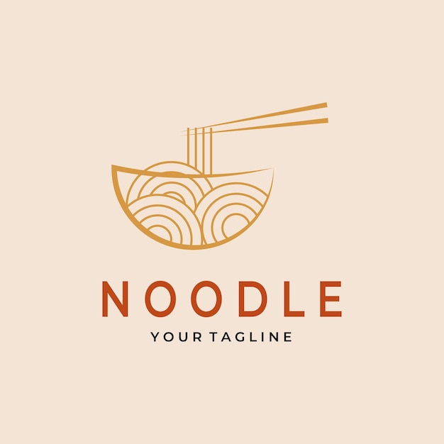 Ilustración de diseño de vector de arte de línea de logotipo simple de fideos