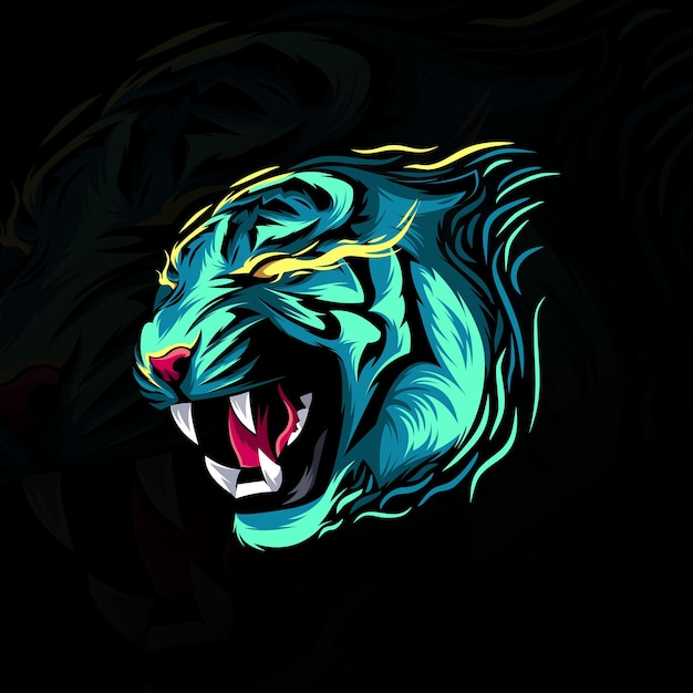 Ilustración de diseño de vector de cabeza de tigre