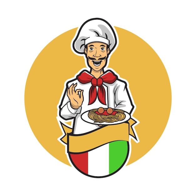 Ilustración de diseño de vector de chef italiano