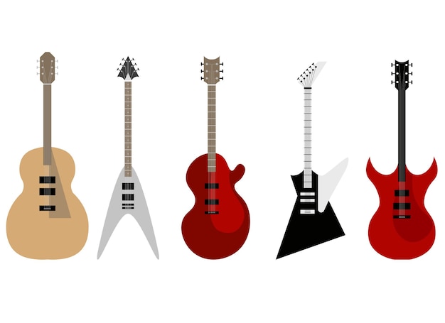 Ilustración de diseño de vector de guitarra aislado sobre fondo blanco