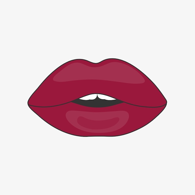 Ilustración de diseño de vector de labios de mujer roja aislada sobre fondo blanco Ilustración de vector
