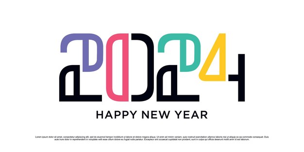 Ilustración de diseño de vector de logotipo de feliz año nuevo 2024 con idea moderna