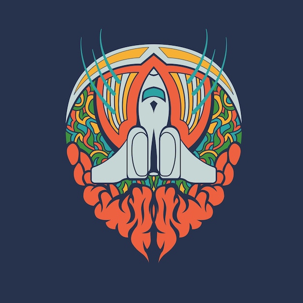 Ilustración de diseño de vector de nave espacial simple
