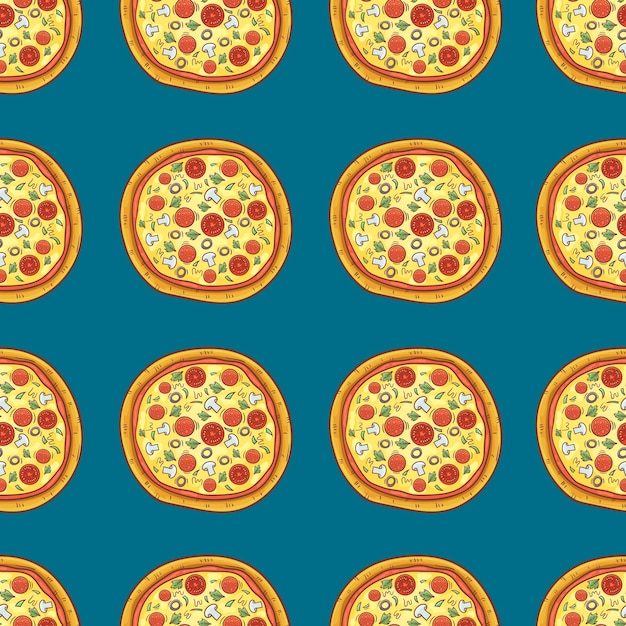 Ilustración de diseño de vector de patrón de pizza