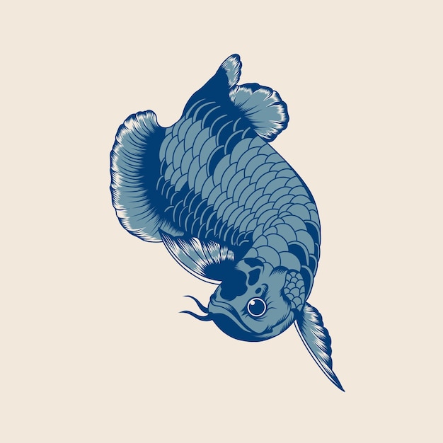 Ilustración del diseño del vector de peces arowana