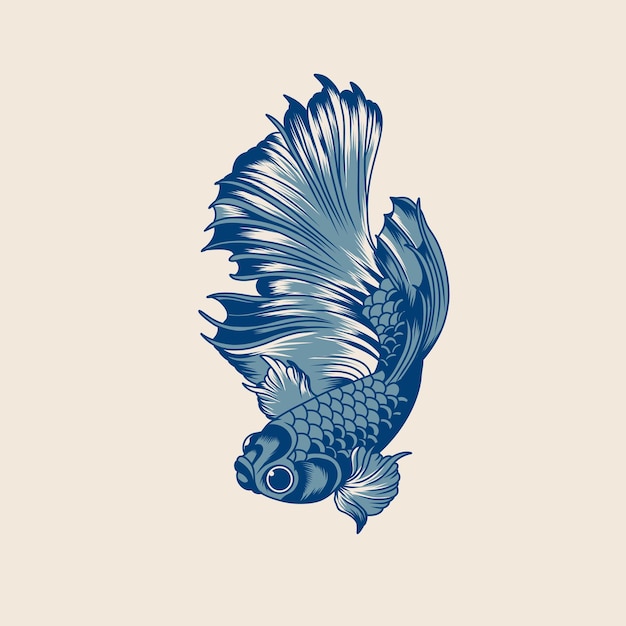 Ilustración del diseño del vector de peces betta