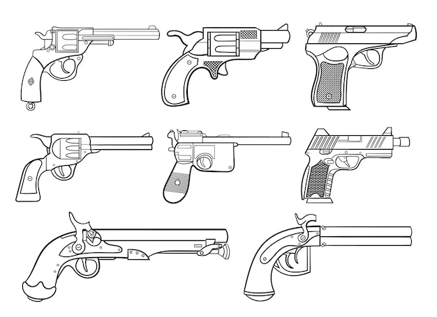 Ilustración de diseño de vector de pistola aislado sobre fondo blanco