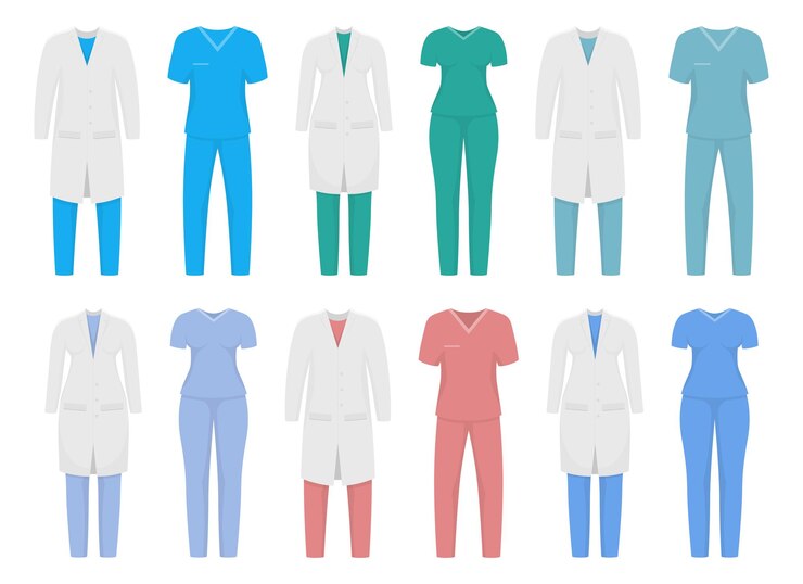 Vector ilustración de diseño de vector de ropa médica aislada sobre fondo blanco