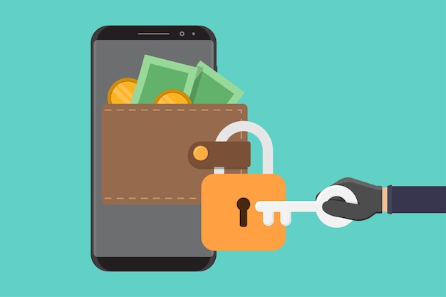 ilustración de diseño de vector de seguridad de billetera electrónica