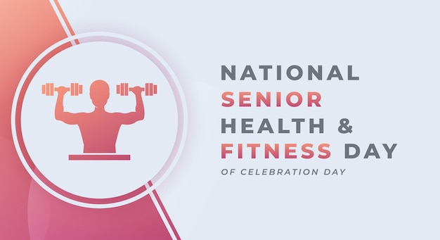 Ilustración de diseño de vectores de celebración del día de salud y fitness para personas mayores para pancarta de póster de fondo