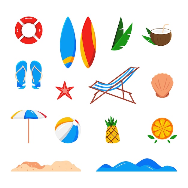 Ilustración de diseño de vectores de cosas de verano