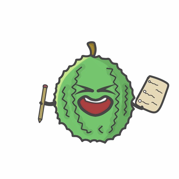 Ilustración de diseño de vectores de dibujos animados planos de personaje de actividad Durian lindo