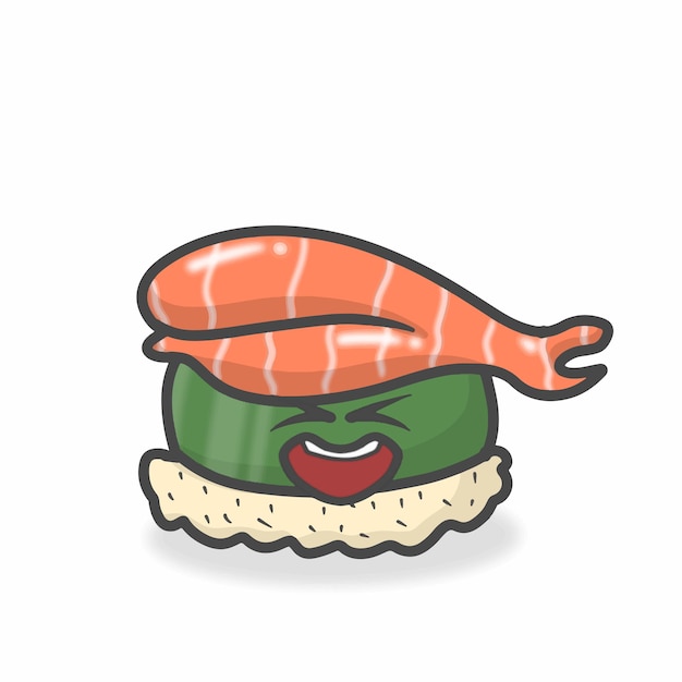 Vector ilustración de diseño de vectores de dibujos animados planos de personaje lindo de sushi